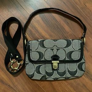 Coach Black/Gold Signature Canvas Shoulder Bag & Crossbody